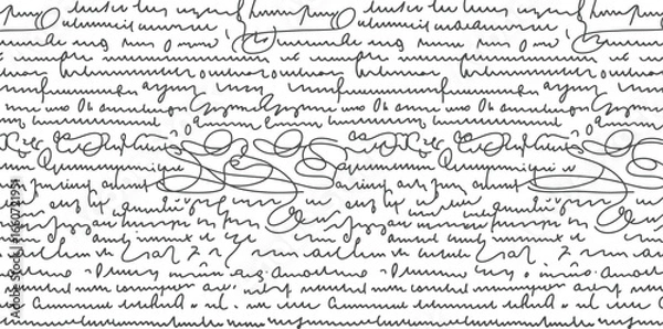 Fototapeta Seamless Handwriting Text Pattern Vintage Script Calligraphy on White Background