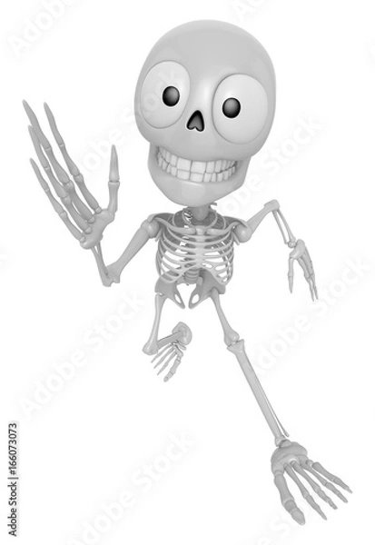Fototapeta 3D Skeleton Mascot on Running. 3D Skull Character Design Series.