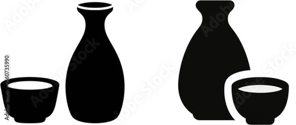 Obraz 徳利　お猪口　飲み物　イラスト　シルエット