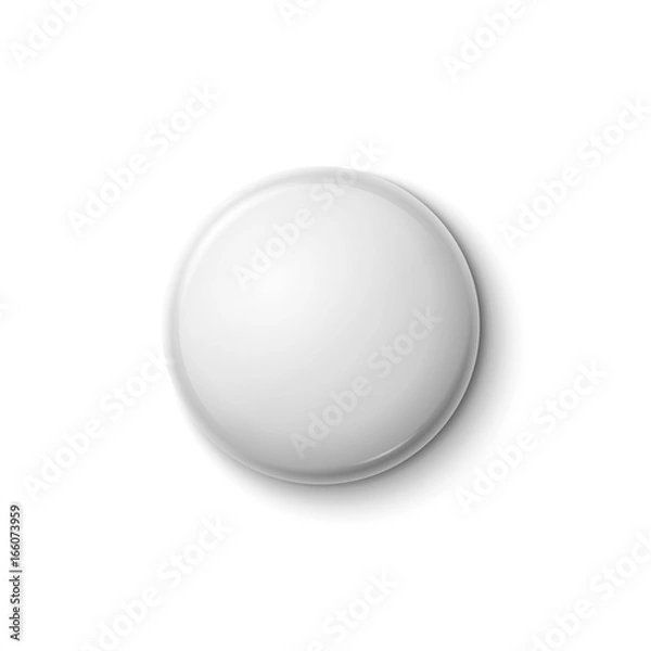 Fototapeta White glossy badge or web button. Vector blank badge isolated emblem