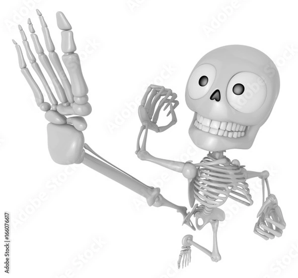 Fototapeta 3D Skeleton Mascot to be powerful whip kicks. 3D Skull Character Design Series.