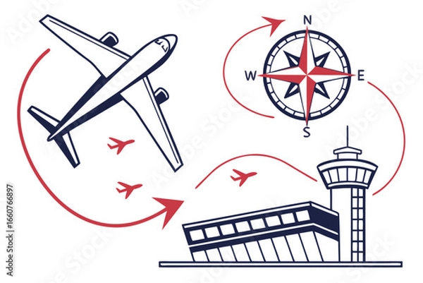 Fototapeta 🛫 Simple Airplane Symbol Hand Drawn Vector
