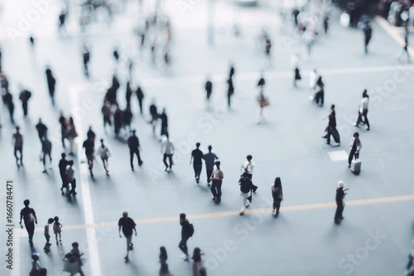 Fototapeta 大阪駅周辺を歩くミニチュア風の人々