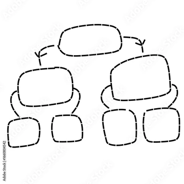 Obraz Creative flowchart design illustrating interconnected ideas with blank text boxes for annotations