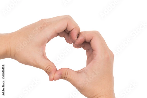 Obraz Two hands making heart shape isolated on white background