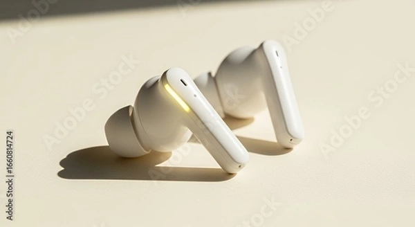 Obraz Elegant White Wireless Earbuds: Modern Audio