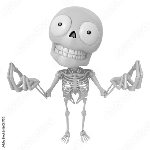 Fototapeta 3D Skeleton Mascot is money gestures of both hands. 3D Skull Character Design Series.