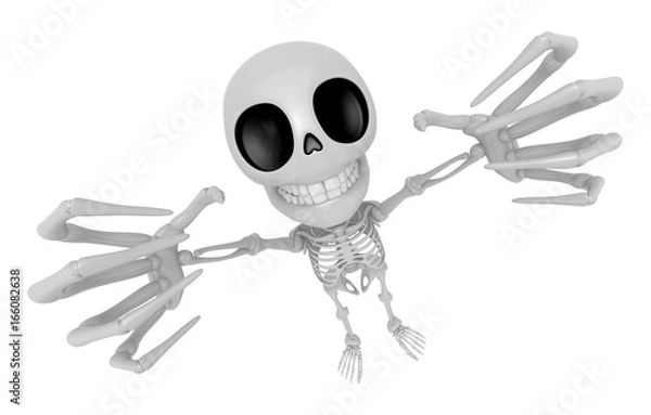 Fototapeta 3D Skeleton Mascot is scaring the daylight out of somebody. 3D Skull Character Design Series.
