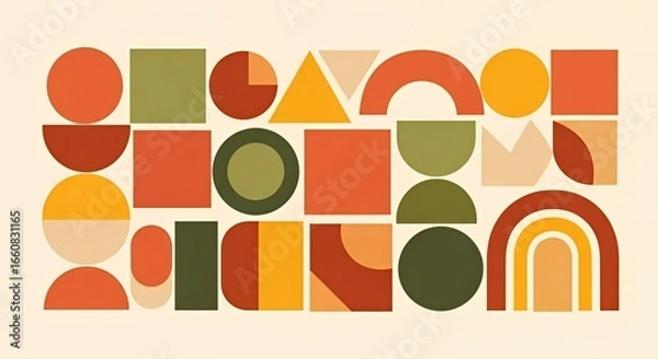 Obraz Geometric Autumnal Abstract Art Composition