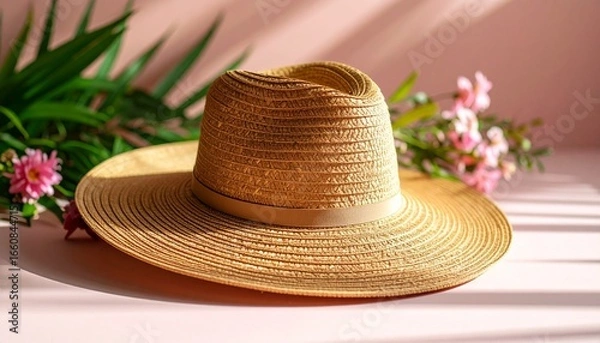 Fototapeta Sunscreen Straw Hat One