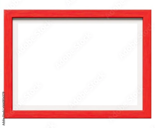 Fototapeta Red picture frame, rectangular, empty, isolated on white