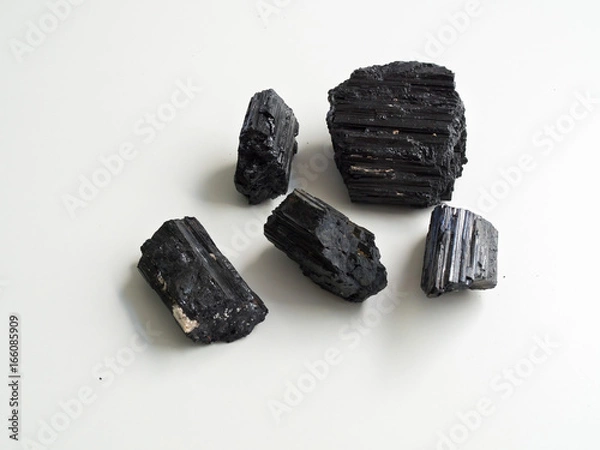 Fototapeta Black Tourmaline top view for crystal therapy treatments and reiki