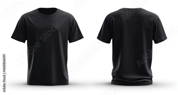 Fototapeta Blank black t-shirt mock-up, front and back views