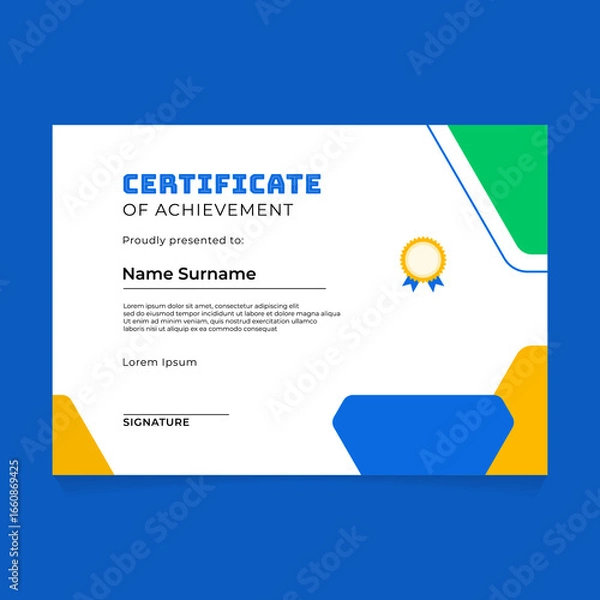 Fototapeta Certificate Design with Abstract Rounded Triangle Composition Border 