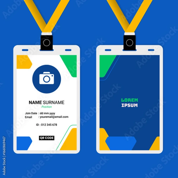 Fototapeta ID Card Design with Abstract Composition Rounded Triangle Border Accent
