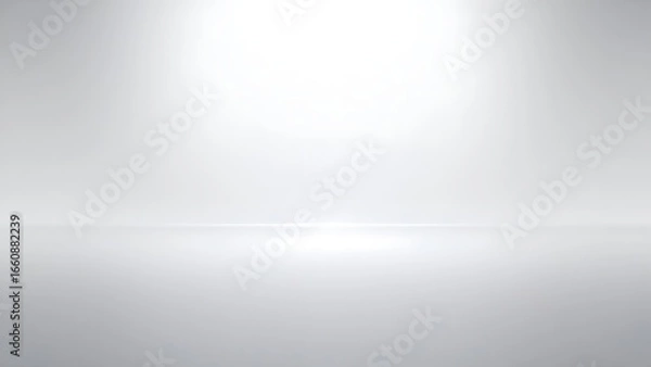 Fototapeta 光る地平線が広がるモダンなグレーステージ背景