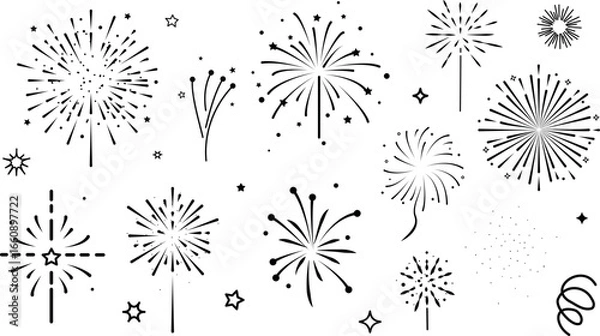 Obraz 打ち上げ花火素材セット、祝福パーティ記念日