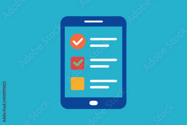 Obraz Flat Style Illustration Online Survey App with AI Analysis