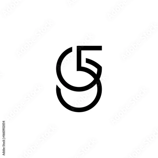 Fototapeta letter and number initial G5 circle line monogram logo black color