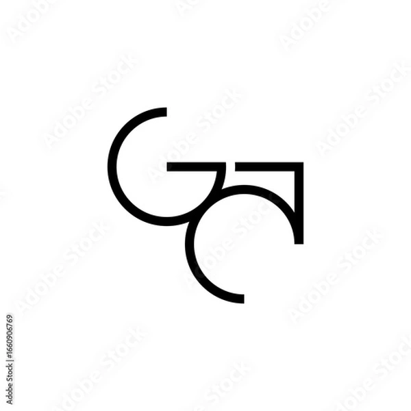 Fototapeta letter and number initial G5 circle line monogram logo black color