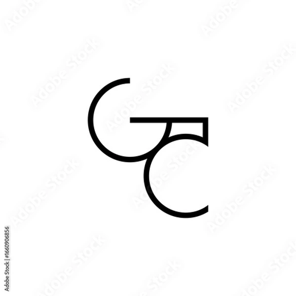 Fototapeta letter and number initial G5 circle line monogram logo black color