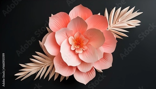 Obraz Elegant Paper Flower Arrangement on Dark Background
