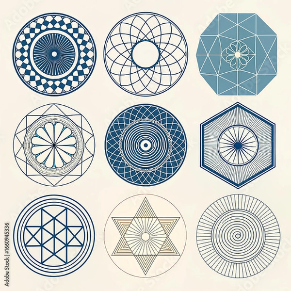 Fototapeta Geometric Abstract Shape Vector Bundle | 8 Modern Design Icons for T-Shirts & Posters