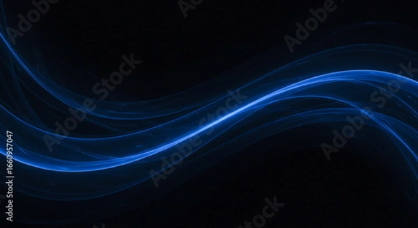Fototapeta Abstract Blue Light Waves on Dark Background