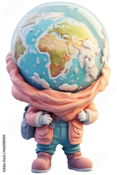 Obraz man holding globe