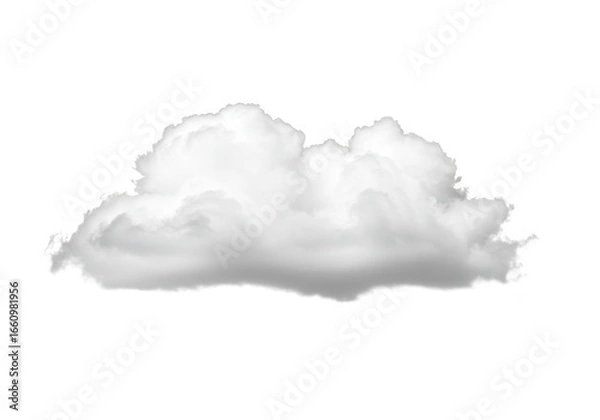 Fototapeta A single fluffy white cloud isolated on a transparent background