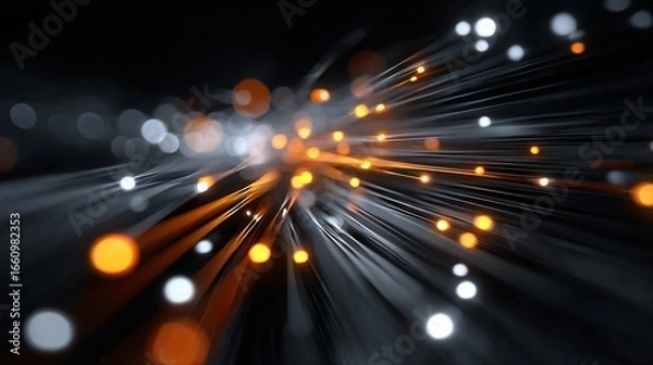 Obraz Futuristic artificial intelligence data flow, glowing abstract streams in cyberspace, stock photo with copyspace
