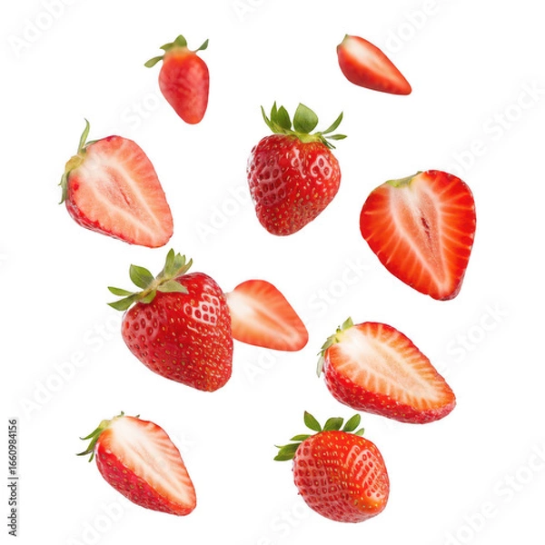 Fototapeta Fresh strawberries isolated on transparent background