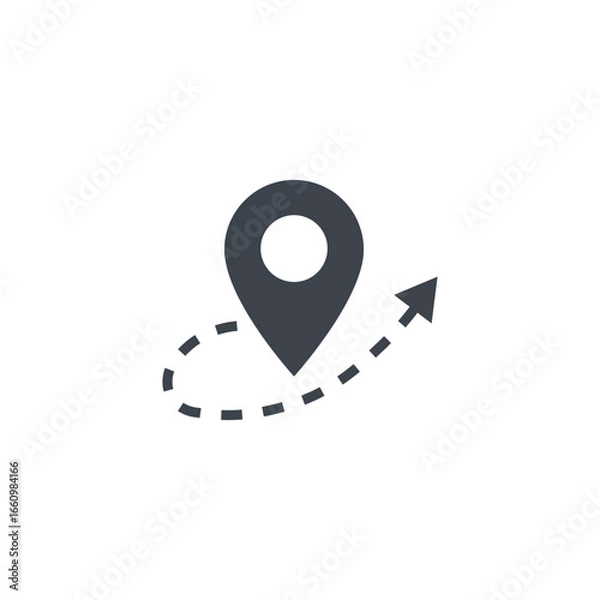 Obraz Location pin GPS tracking with dashed arrow