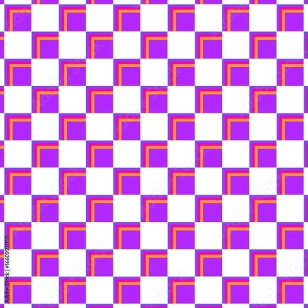 Fototapeta The bold purple squares are contrasted with hot pink and orange L-shapes, creating a dynamic and energetic visual. Perfect for modern, eye-catching design projects.