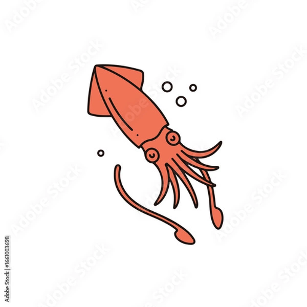 Obraz A cute squid with cartoon style design.