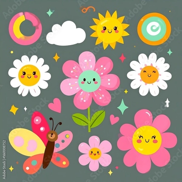 Obraz Cute spring design elements