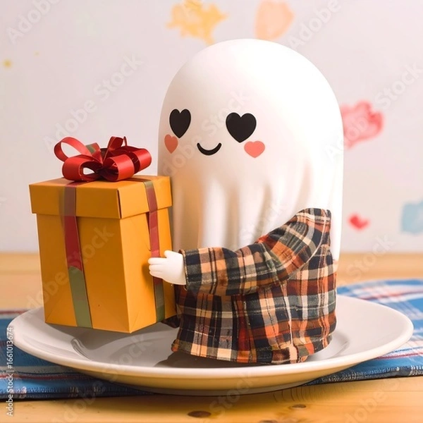 Obraz Cute ghost with gift (2)