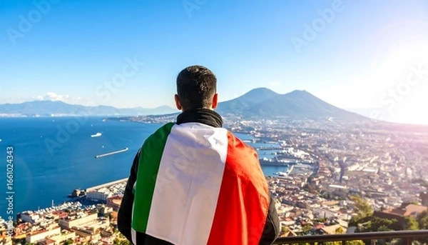 Obraz Man with Italian flag, panoramic view