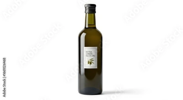 Fototapeta Elegant Glass Bottle of Extra Virgin Olive Oil Isolated on White Background