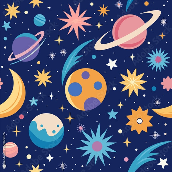 Obraz seamless pattern with stars and moon