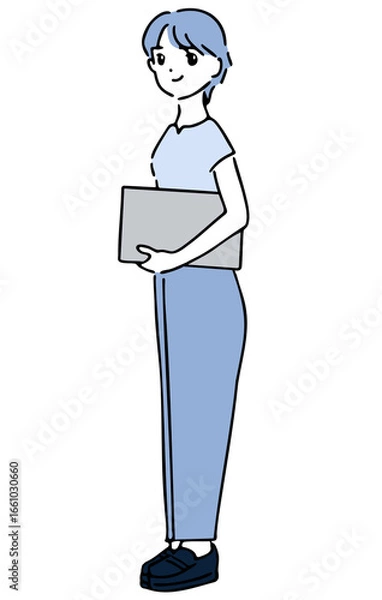 Obraz ノートパソコンを持つ女性