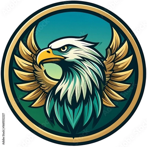 Obraz Eagle emblem with outstretched wings