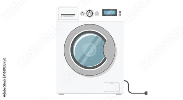 Obraz Modern front-loading washing machine showcasing clean lines and an intuitive interface, ideal for domestic appliance themes, conveying domestic
