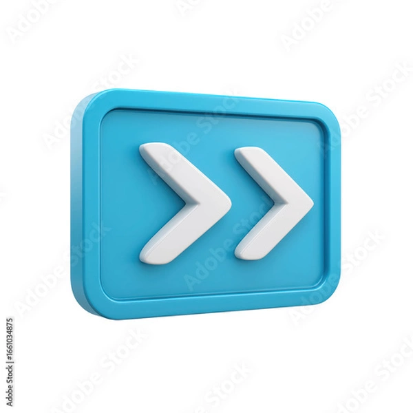Fototapeta Fast Forward Button 3D Double Arrow Icon