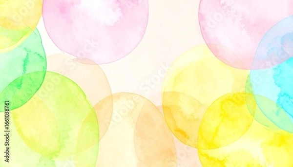 Fototapeta Pastel watercolor circles overlap on a light background