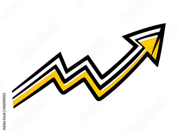 Fototapeta Black upward trending zigzag line arrow icon on transparent background. growth graph chart with arrow.