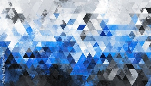 Fototapeta Abstract triangular pattern with a gradient of blue and gray