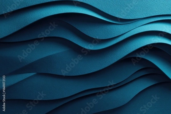 Fototapeta Abstract teal wavy layered pattern