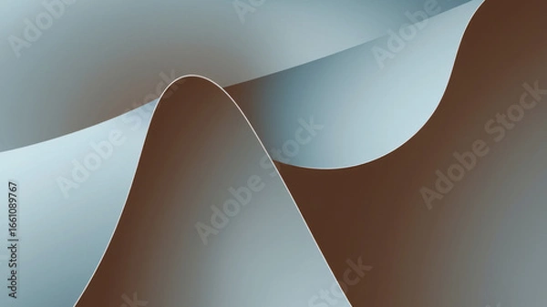 Fototapeta Minimalist Abstract Wave Background in Soft Blue and Brown Gradient for Stylish Wallpaper Illustration