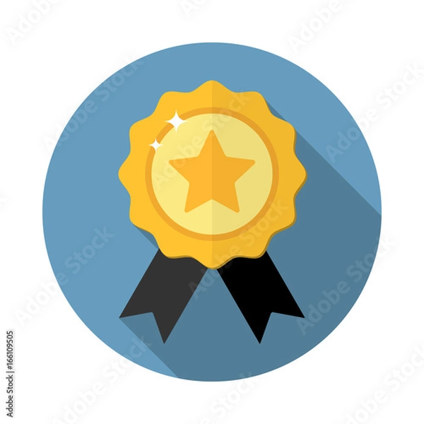 Fototapeta Award medal icon,winner emblem symbol in flat style with long shadow, isolated web icon